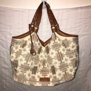 Lucky Brand large linen blend shoulder purse bag